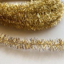 Bright Gold Metallic Wired Tinsel Trim or Garland ~ 7/8" wide ~ 10 meter length